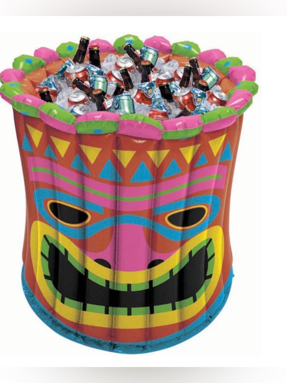 Inflatable Tiki AND Beach Ball Cooler - 2 Colorful Party Tubs